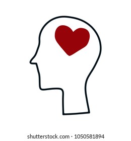 Head with heart icon in circle