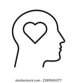 Head heart icon. concept of love or amour good feeling and harmony with smile face, vector illustration on white background
