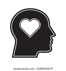 Head heart icon. concept of love or amour good feeling and harmony with smile face, vector illustration on white background
