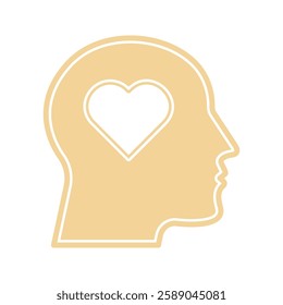 Head heart icon. concept of love or amour good feeling and harmony with smile face, vector illustration on white background

