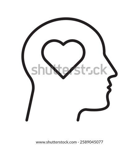 Head heart icon. concept of love or amour good feeling and harmony with smile face, vector illustration on white background
