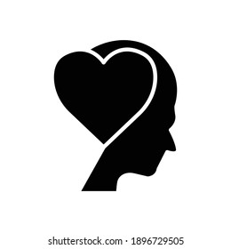 Head with heart icon. In love symbol. simple design editable. Design template vector