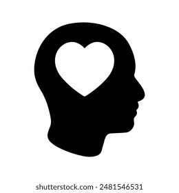 Head heart icon. sign for mobile concept and web design color editable