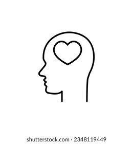 Head heart icon. Simple line, outline illustration elements of brain process icons for ui and ux, website or mobile application