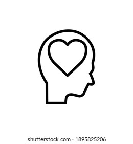 Head with heart line icon. In love symbol. simple design editable. Design template vector