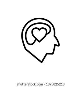 Head with heart line icon. In love symbol. simple design editable. Design template vector