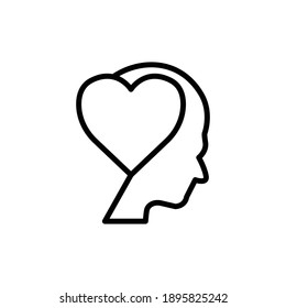 Head with heart line icon. In love symbol. simple design editable. Design template vector