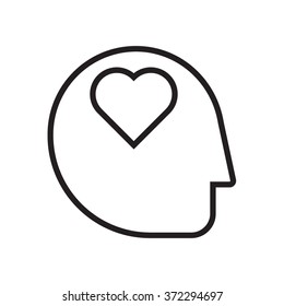 Head With Heart Line Icon On White Background. Vector Design For Valentine's Day. 