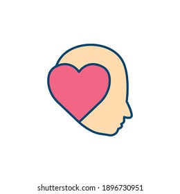 Head with heart lineal color icon. In love symbol. simple design editable. Design template vector