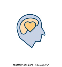 Head with heart lineal color icon. In love symbol. simple design editable. Design template vector
