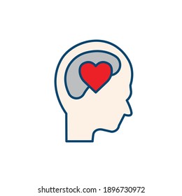 Head with heart lineal color icon. In love symbol. simple design editable. Design template vector