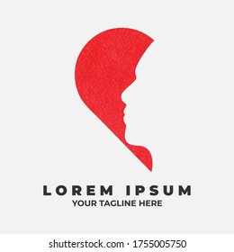 head and heart logo vector design illustration. logo symbol icon and template