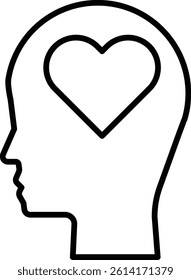 A head with a heart in the middle