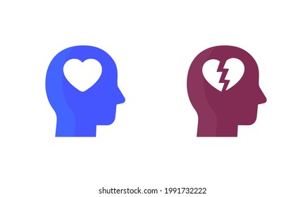 Iconos de los vectores de cabeza y corazón