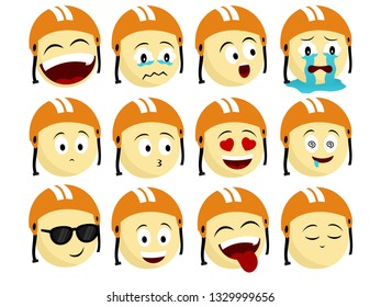 head with helmet emoticons when he ride the vehicle and more expressions