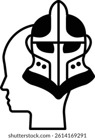 A head with a helmet on top of it