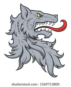 Head of heraldic wolf. Vector illustration. 