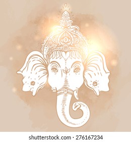 Head of Hindu god Ganesha. Vector illustration