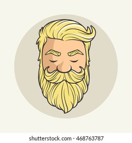 Head hipster mustache and beard