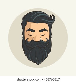 Mustache hipster en la cabeza y barba
