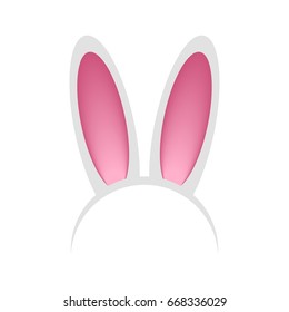 Head hoop with rabbit or hare ears. Headband - bunny mask for celebration, party, festival, Easter. Vector illustration.