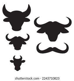 head and horn of bison buffalo sikhouette icon logo