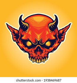 Head Horn Red Devil Mascot illustrations for your work Logo, mascot merchandise t-shirt, stickers and Label designs, poster, greeting cards advertising business company or brands.
