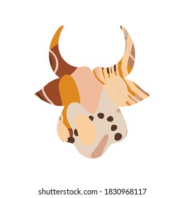 Head of a horned bull abstract silhouette. Symbol of 2021. Vector illustration
