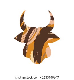 Head of a horned bull abstract silhouette. Symbol of 2021. Vector illustration