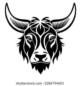 Head horned bull logo. abstract buffalo head, Vector illustration