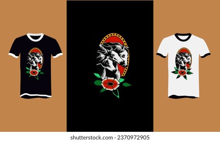 head horse and flowers vector tshirt artwork design