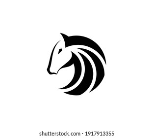 Head and horse hair vector logo in circular style