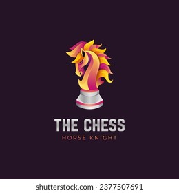 Head horse hairy gradient logo design with colorful style for the chess, sport, farm horse logo template illustration