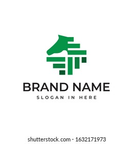 head of horse icon with bar chart logo vector design illustration