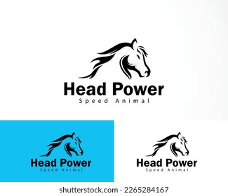 head horse logo creative strong speed power black vector