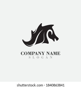 Concepto de diseño de logotipo de Cabeza de Caballo simple plantilla gráfica vector
