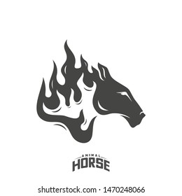 Head Horse logo design vector. Horse Fire logo template. Illustration Vector