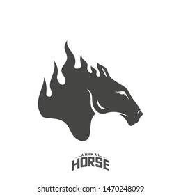 Head Horse logo design vector. Horse Fire logo template. Illustration Vector