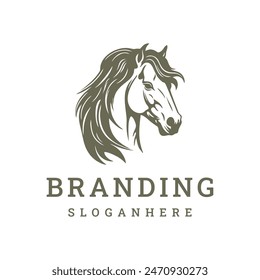 Head horse logo template vector design	