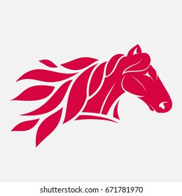 Head horse. Mockup template animal symbol, logo, emblem or sticker for branding, printing, sports team. Vector illustration on white background.