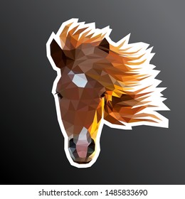 The head of horse sticker. Adapted for printing. Low poly design. Vector, EPS 10