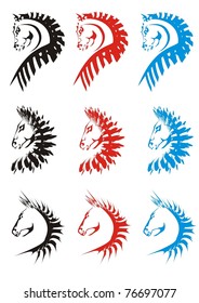 Head of a horse. Variants (black, red, blue)