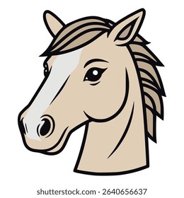 head horse wild animal flat color vector illustration template design