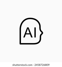 head human artificial intelligence ai think logo vector icon illustration
