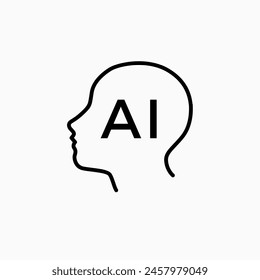 cabeza inteligencia humana cabeza pensar AI logo Vector icono ilustración