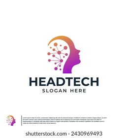 head human logo ,technology ,artificial intelligence, vector design template.