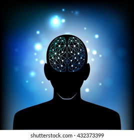 head of the human mind, consciousness, imagination, science and creativity