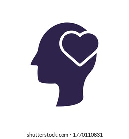 head human profile with heart silhouette style icon vector illustration design