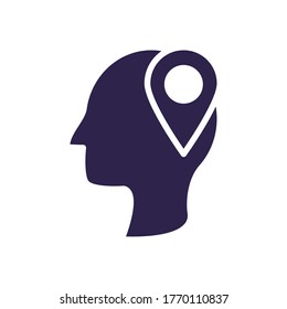 head human profile with pin location silhouette style icon vector illustration design