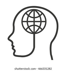 head human profile tech icon vector illustration design